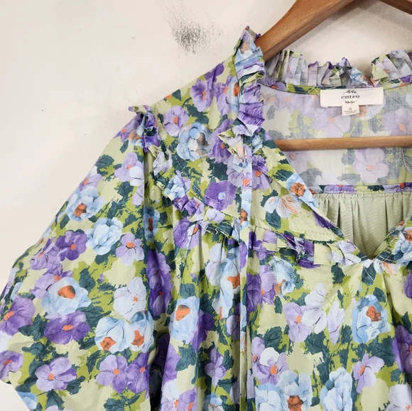 Entro Floral Dress in Purple and Green - Picture 3 of 7